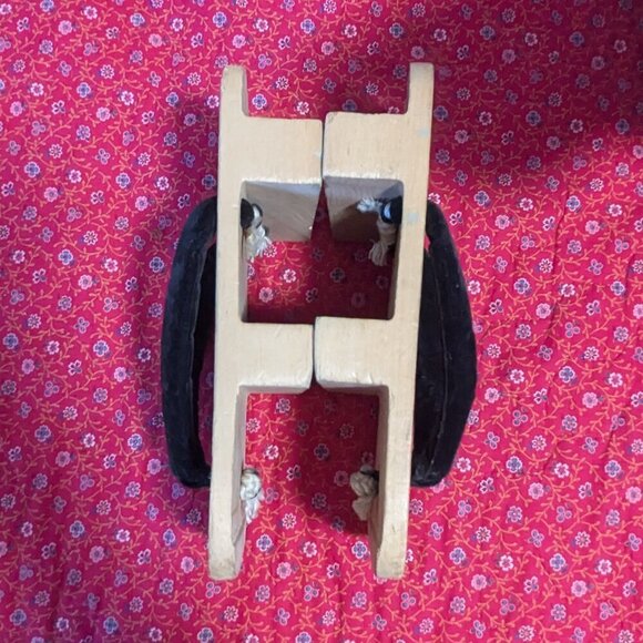 Japanese Wooden Clog Geta House Slipper Thong Velvet Traditional Boho - Picture 2 of 5